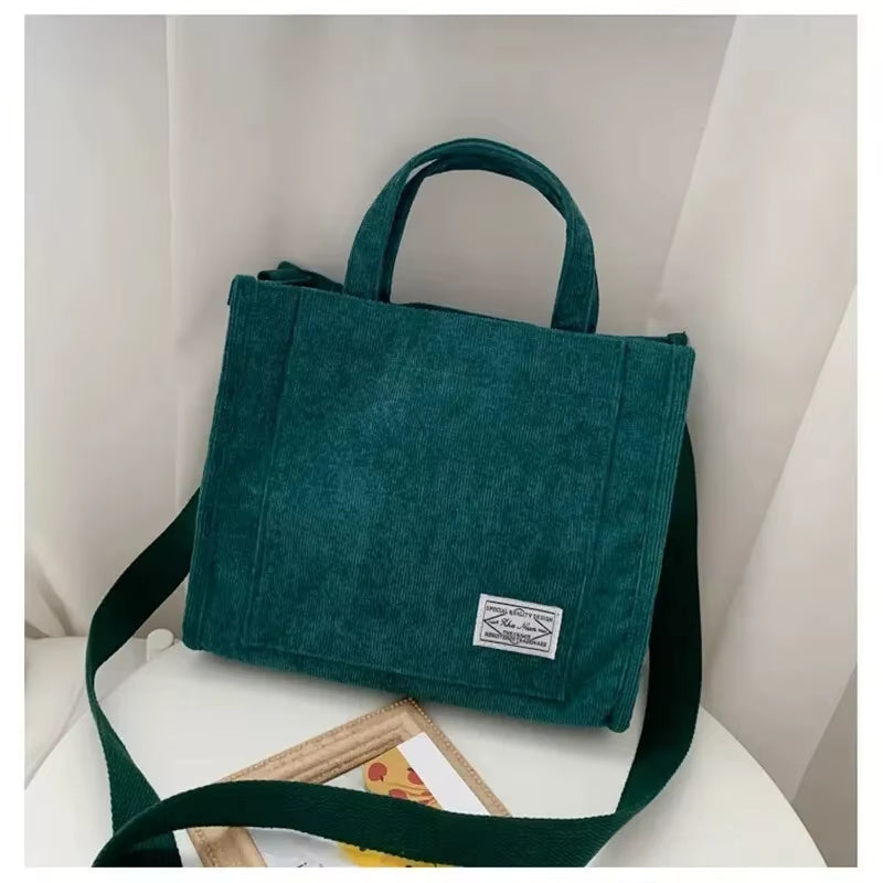 Women Handbag Simple Corduroy Portable Large Capacity Handbag Ins Fashion Trend Small Square Handbag Single Shoulder Bags