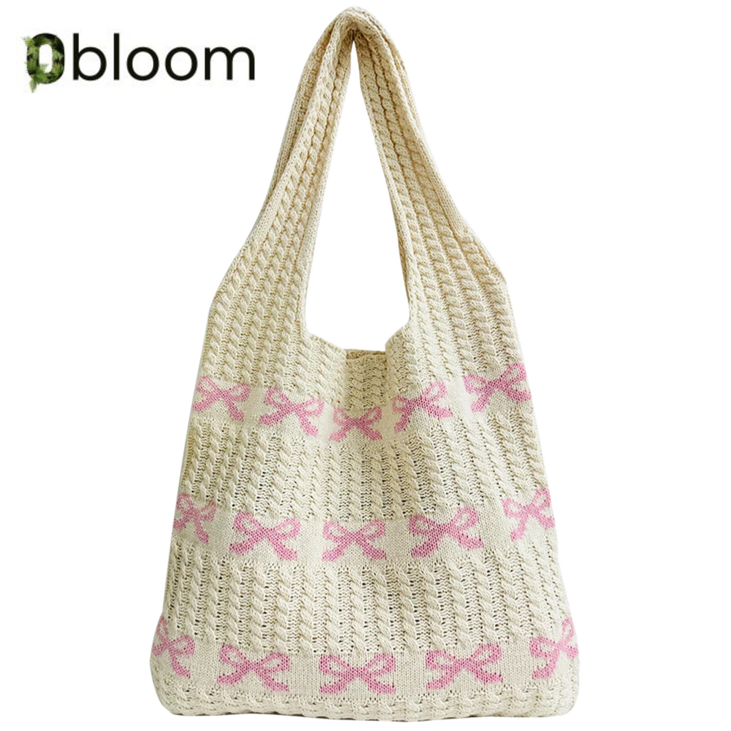 Crochet Bow Print Tote Bag
