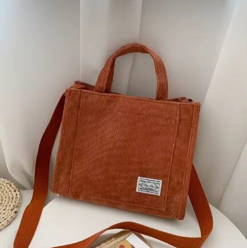 Women Handbag Simple Corduroy Portable Large Capacity Handbag Ins Fashion Trend Small Square Handbag Single Shoulder Bags