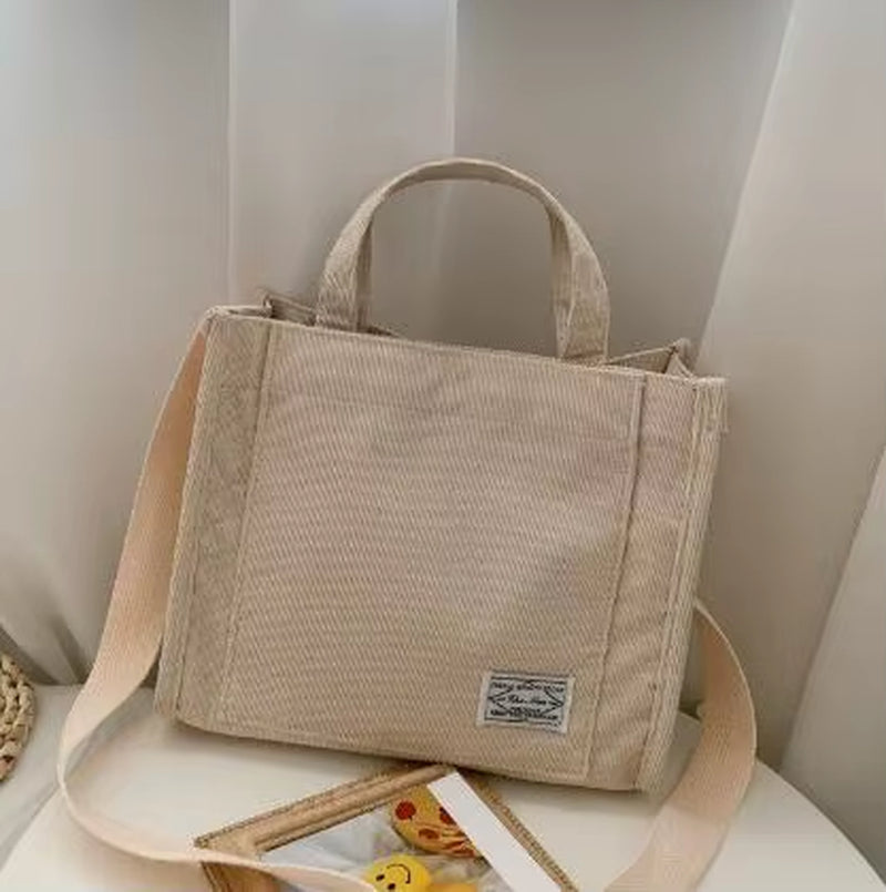Women Handbag Simple Corduroy Portable Large Capacity Handbag Ins Fashion Trend Small Square Handbag Single Shoulder Bags