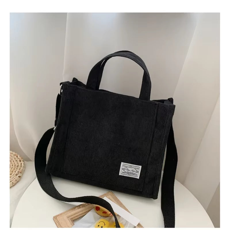 Women Handbag Simple Corduroy Portable Large Capacity Handbag Ins Fashion Trend Small Square Handbag Single Shoulder Bags